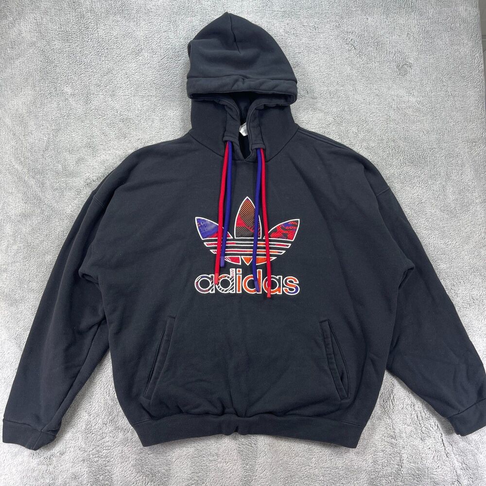 Adidas Originals CNY Hoodie Mens Medium Black‎ Cotton Ribbed Embroidered Logo